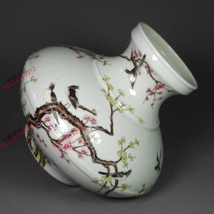 可議價大清乾隆年制粉彩竹節梅花瓶100062083186 | Yahoo拍賣