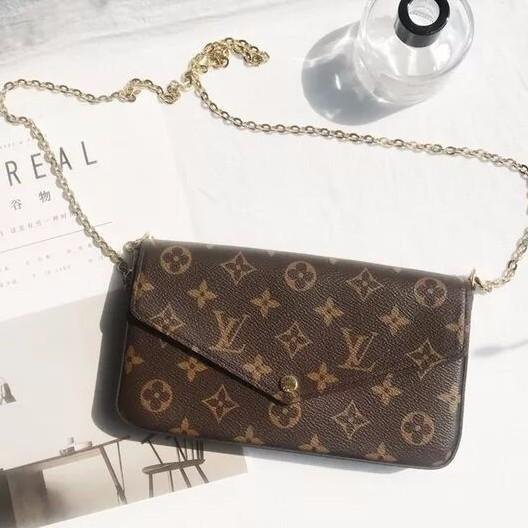現貨正品LV M61276 Pochette Felicie Monogram三合一 老花鏈帶信封包 現貨