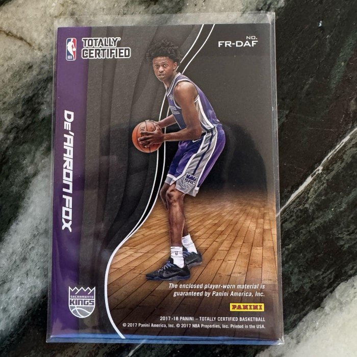 2017-18 Panini Totally Certified De'Aaron Fox Fabric of the