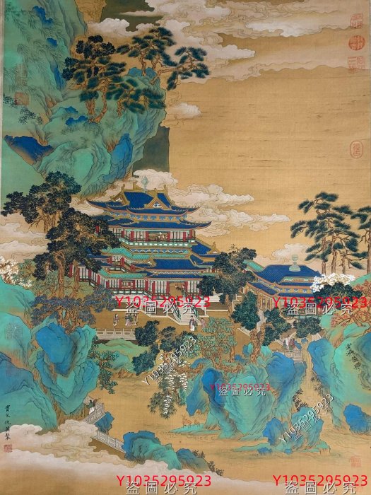 仇英（1505-1552），仙山樓閣圖，明代畫家，與沈周、文徵明、唐寅并稱