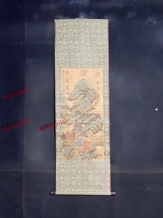 中国古美術『李思訓款 山水画』三尺中堂画 宣紙 唐物 水墨画 旧蔵 掛け軸 模写 編號GL一29三尺中堂畫李思訓山水畫手繪之作實物拍攝物圖材質宣紙裱好