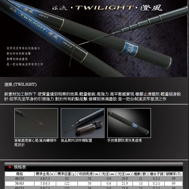 三富釣具》PROTAKO上興TWILIGHT 澄風ZOOM 溪流竿15尺另有其它規格非