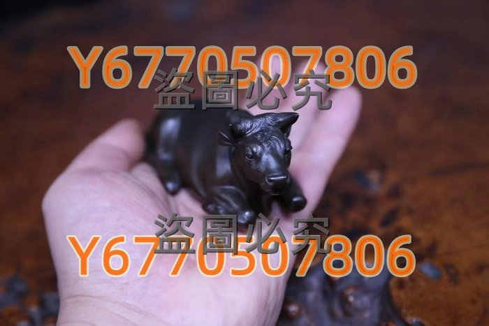 明治時代金工名家山本純民作《唐銅制臥牛銅像席鎮文鎮》 日本回流古董