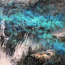 Z120【吳冠中】風景，八尺橫幅純手繪作品尺寸約239*100釐米未裝裱，帶