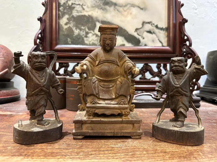 天妃救済媽祖様セットC 珍稀清代媽祖和千里眼順風耳天妃天后天上聖母靈惠夫人古董神像老神像古