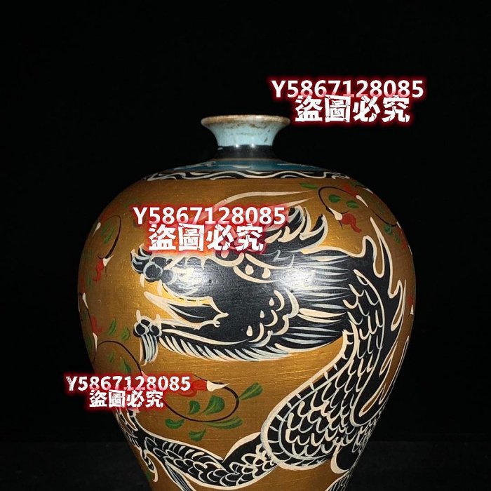 宋汝窯青龍寺御制款彩繪龍紋梅瓶，高29直徑14cm，400287 官窯汝瓷瓷器