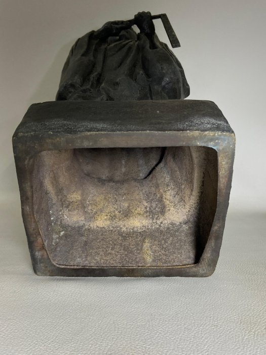 古玩輕鬆拍】老日本金工家板坂辰治作落款銅製(聖徳太子像)聖德太子像