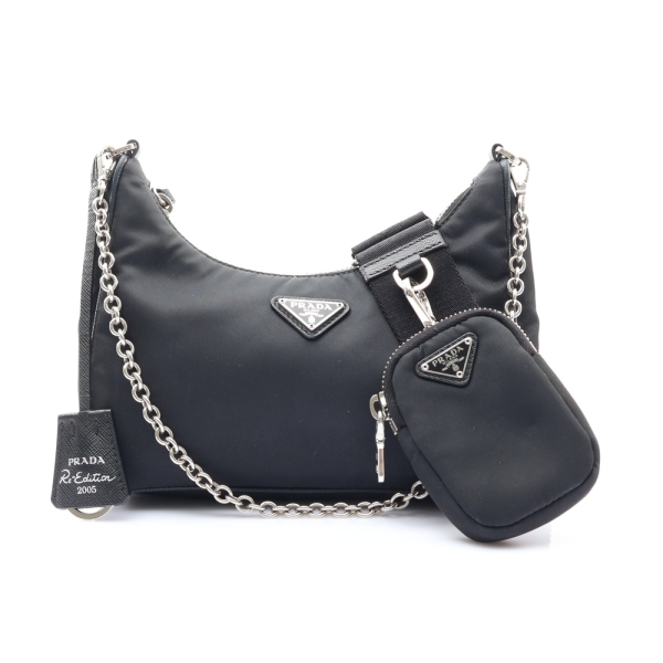 PRADA 普拉達 Re-Edition 2005 兩用包 黑色 尼龍 1BH204 【二手名牌BRAND OFF】