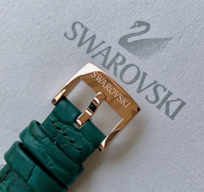 SWAROVSKI Octea Lux Chrono綠色錶面盤 綠色皮革錶帶 石英 三眼計時 女士手錶 5452498 施華洛世奇腕錶 ...