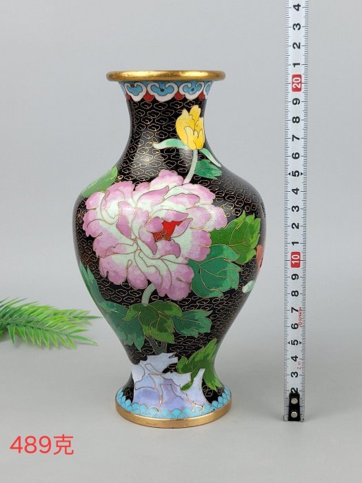 景泰藍掐絲銅胎花瓶日本回流工藝精湛幾處輕微磕碰舊物實用收藏景泰藍