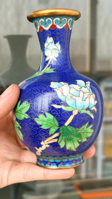 2458 七宝焼　景泰藍　琺瑯　花瓶 景泰藍花瓶掐絲琺瑯七十年代出口創匯| Yahoo拍賣