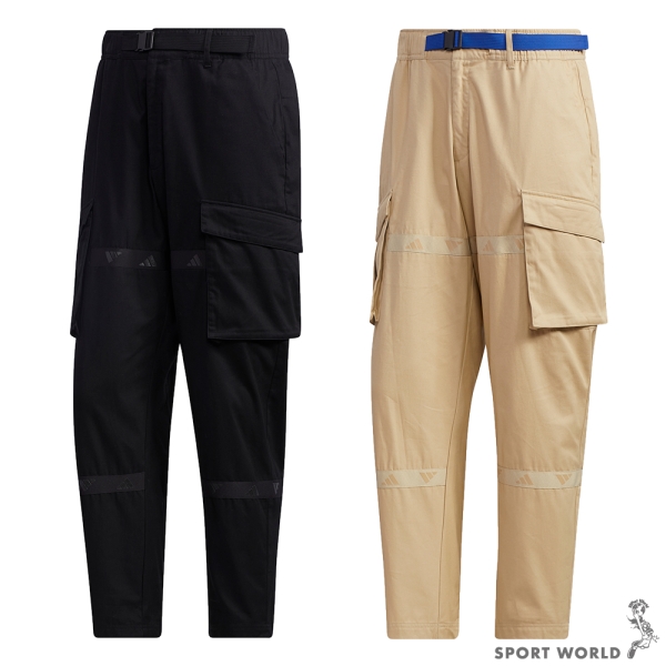 【現貨下殺】Adidas 男裝 長褲 工裝褲 棉質 口袋 鬆緊腰 黑/卡其【運動世界】GL0394/GL0395