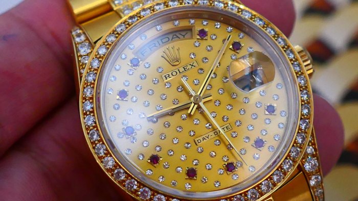 【甜甜價 單售面盤】Pleiades 昴宿星團ROLEX勞力士原裝整片18K K金 紅寶石滿天星面盤!原廠零件訂價60幾萬