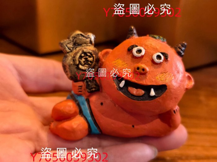 古董舊貨老貨赤鬼青鬼日本seto craft 開運置物赤鬼青鬼置物手辦模型