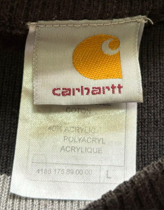 二手古著Vintage工裝大牌Carhartt條紋毛衣SZ L台中可面交