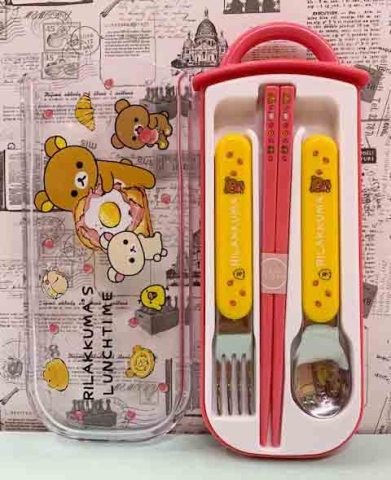 【震撼精品百貨】Rilakkuma San-X 拉拉熊懶懶熊~San-X 攜帶型餐具組-早餐#72425
