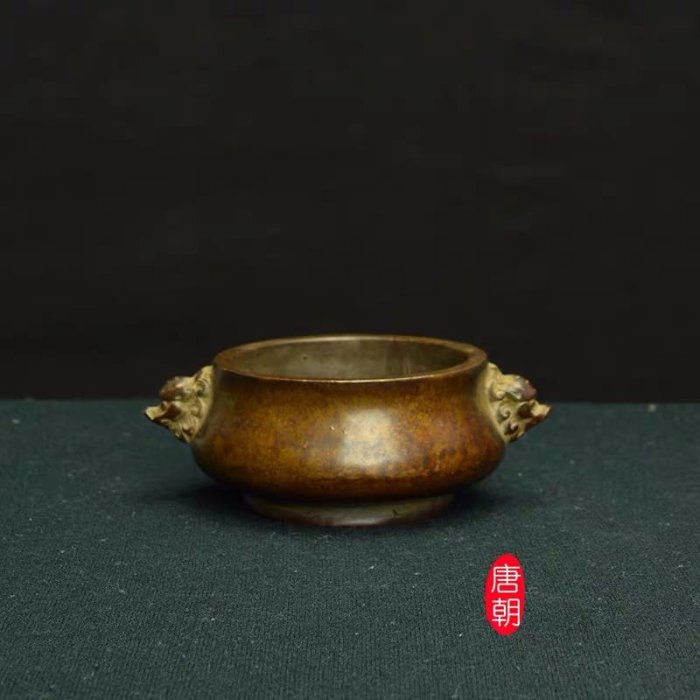 仿古宣德爐。双耳獅首。銅香爐| Yahoo拍賣