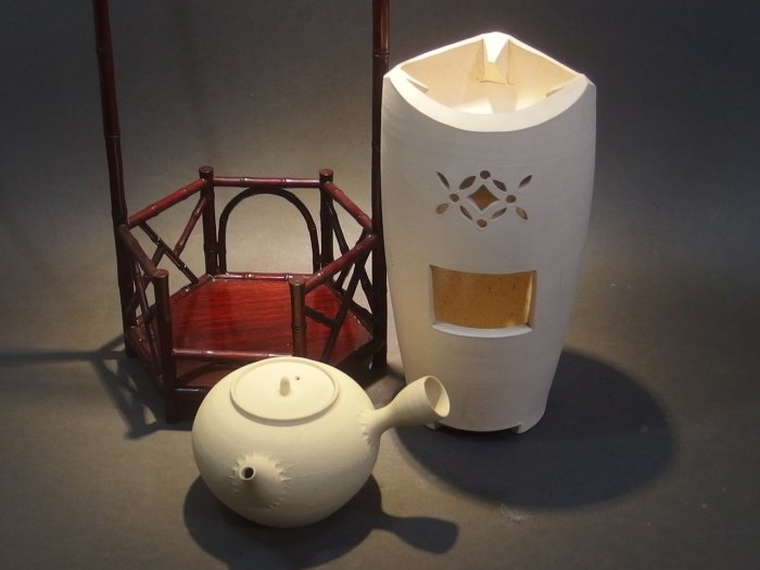 EL431 時代 煎茶道具 小型 揚名合利 白泥小涼炉 白泥炉台