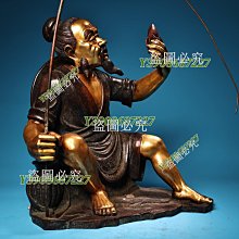 純銅紫銅高浮雕鏨刻鎏金漁翁工藝精湛造像精美重16公斤高53厘米寬