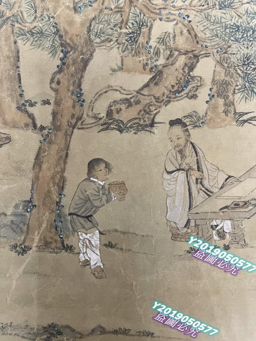 趙孟頫《寫經換茶圖》絹本長卷總長500×31.4 畫心尺寸380×20.5，品相