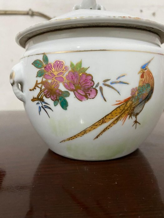 花鳥粥罐 嚴選567瓷製花鳥描金舊粥罐，收藏家必備推薦瓷質精美、釉色自然、絵工