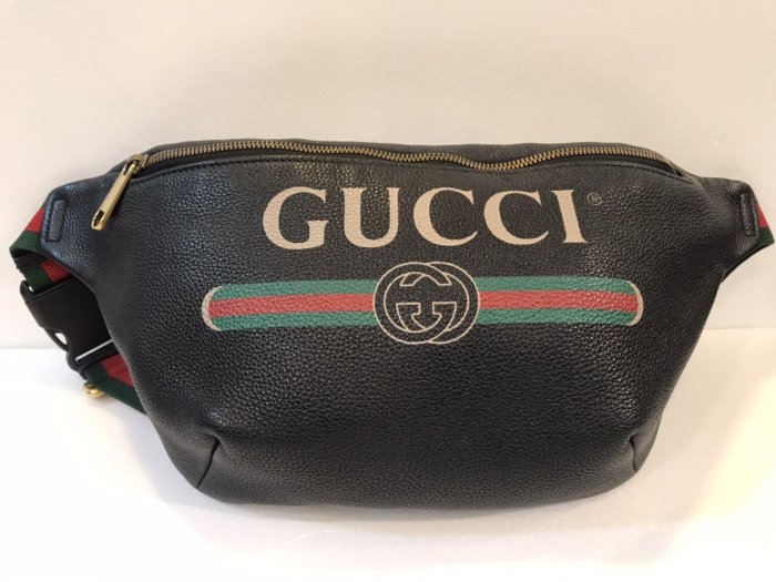 米勒二手名牌》Gucci 斜背包/胸口包/腰包(大) 530412 525040 黑色88新