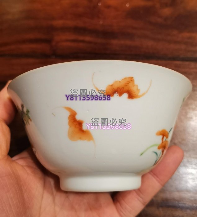 咸豐細路粉彩鹿鶴同春福壽碗口徑約12.1cm 品相瓷器古董老貨【二手