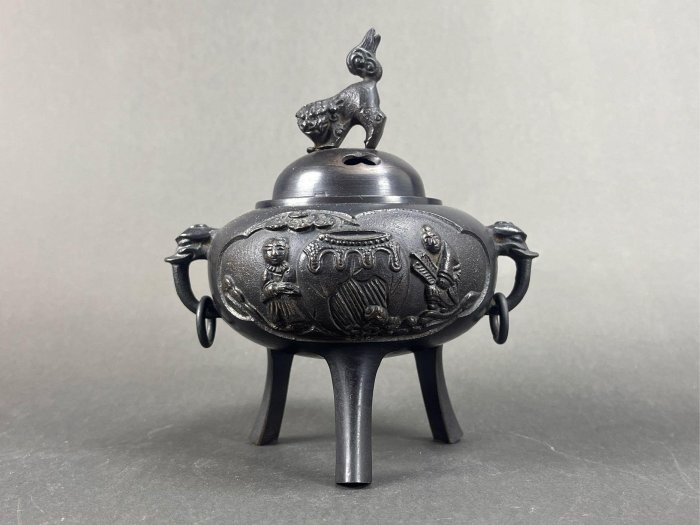 啟秀齋】日本老件狛犬三足鑄銅香爐重725公克懷舊復古老派老東西| Yahoo拍賣
