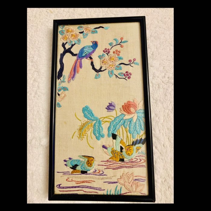 清中國古董刺繡29*16cm （鴛鴦鳳凰牡丹花| Yahoo拍賣