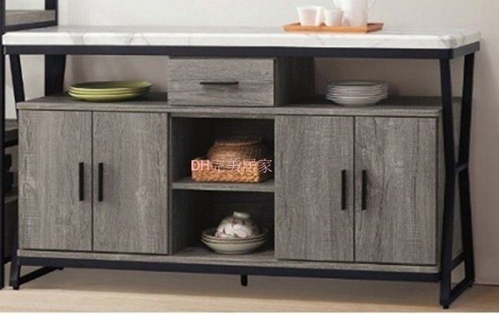 【DH】商品貨號E864-5商品名稱 《施勝發》工業風灰橡5尺餐櫃(圖一)臺灣製.備有4尺/2.7尺可選主要地區免運費