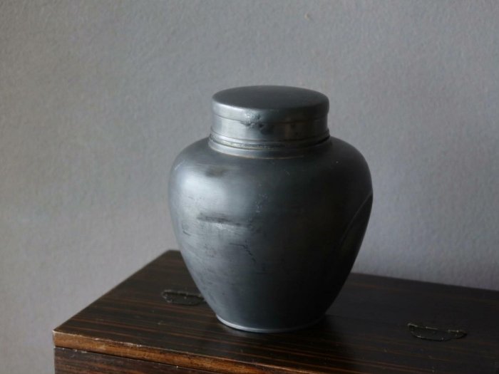 二手】日本回流古錫茶葉罐老錫罐素面經典款型茶人雅器茶葉罐老錫罐