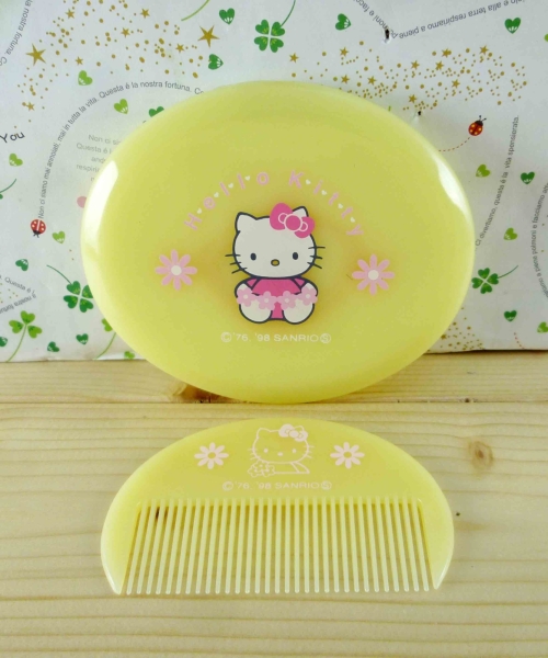 【震撼精品百貨】Hello Kitty 凱蒂貓-KITTY鏡梳組-黃橢圓