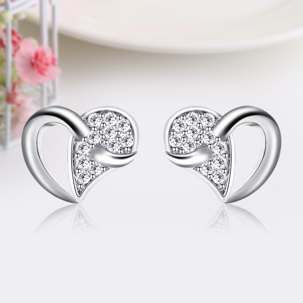 AchiCat 925純銀耳環 純銀飾 戀戀真心 純銀耳針 愛心 GS6030