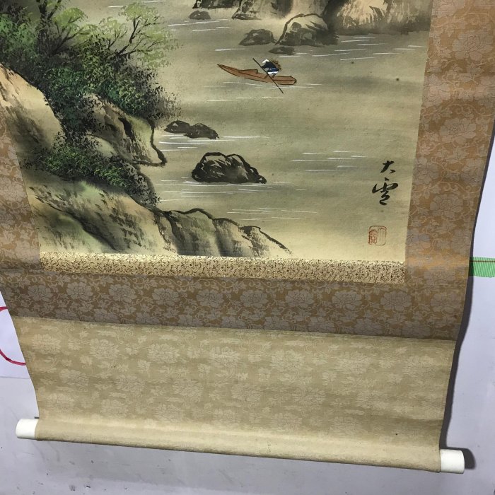 日本画　水墨山水　★手書き　1点モノ★嬉しい額装付！外寸約420×420mm11 i-img600x423-
