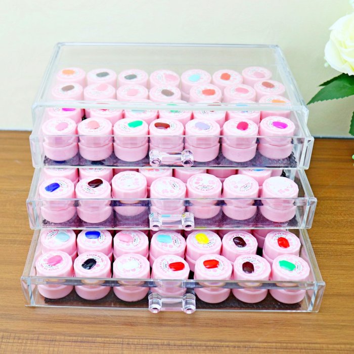美甲透明壓克力收納盒 罐裝膠彩繪膠 抽屜式收納箱 美甲工具箱_☆找好物FINDGOODS☆