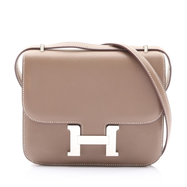 HERMES 愛馬仕 Mini Constance 康康包 Swift 牛皮 大象灰 銀釦 口O刻 肩背包 【二手名牌BRAND OFF】