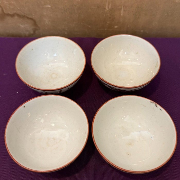 嚴選中古日本江戶明治時期九谷茶杯，全手繪極老瓷器，無沖口完好，底足
