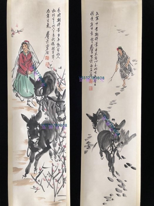 編號67【黃冑】人物，純手繪四條屏，260一套裱好尺寸高x寬180*50cm 畫