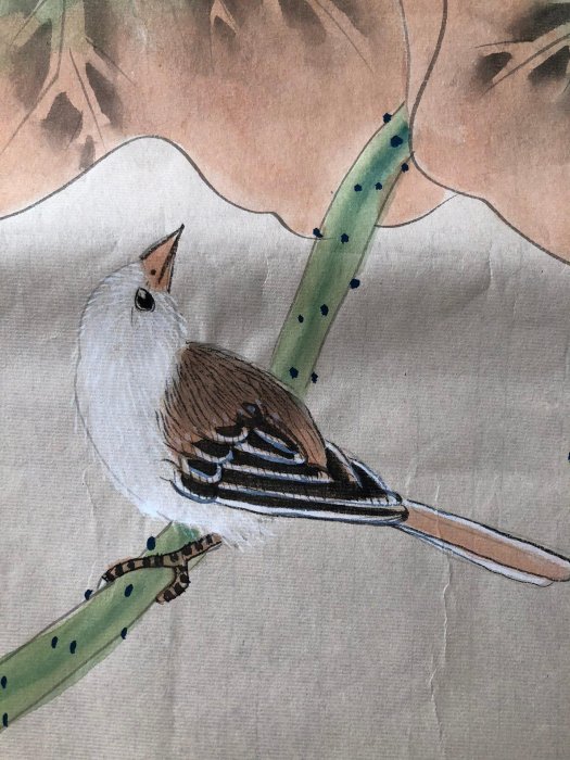 Z284【陸小曼】花鳥，四尺豎幅純手繪作品尺寸約：130*70厘米未裝裱，帶