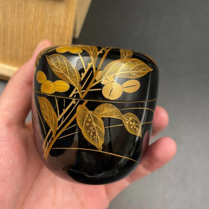 嚴選日本輪島塗大漆金蒔繪茶棗茶入，名家桂寬親手打造桐木箱珍藏，全新