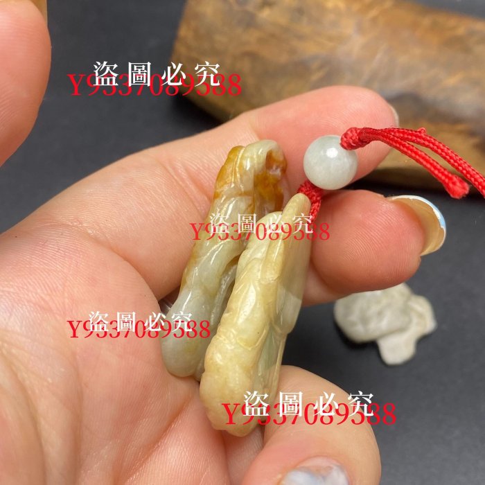 期糯冰種翡翠彌羅佛。鳳鳥吊墜2個847b尺寸3.4×2.5×0.77cm古玩收藏老