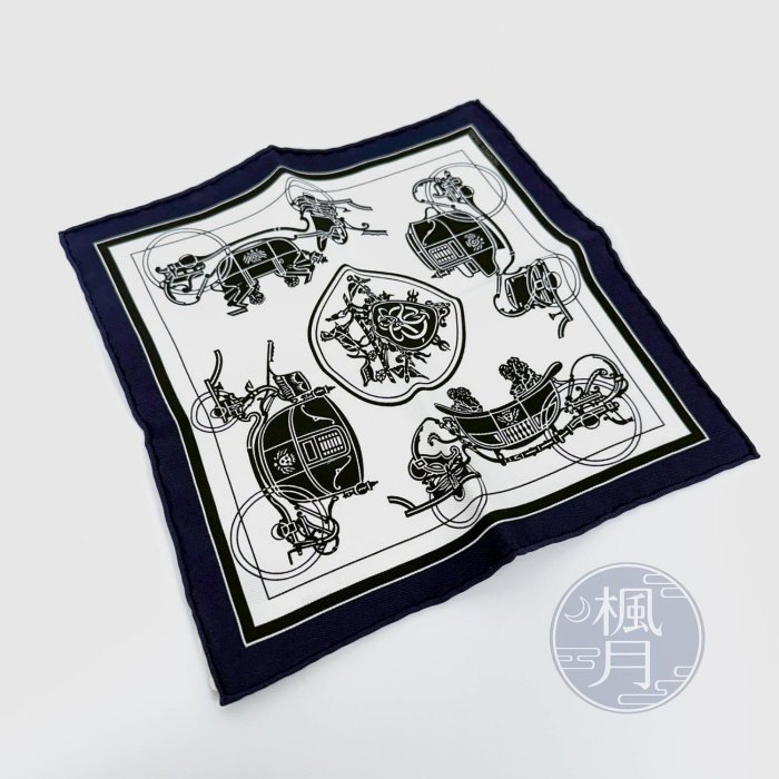 【一元起標 6/24】HERMES 藍馬車絲巾20X20