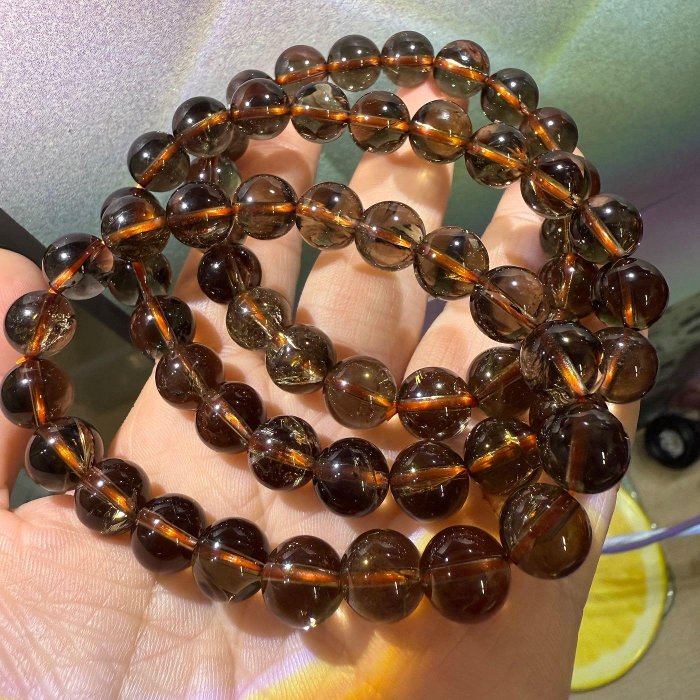 天然原礦-茶水晶茶阿塞黄阿賽斯特來水晶【10mm+】(單圈)圓珠ღ手珠手鍊