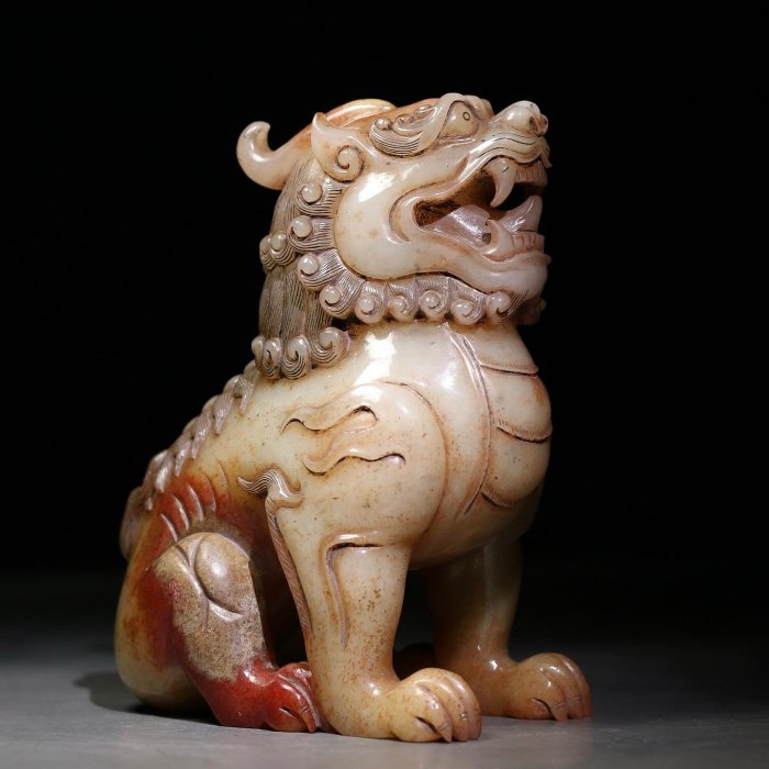 18896和田玉舊藏迴流精品玉獅子玉質剛性細膩油潤包漿醇厚沁色自然雕工