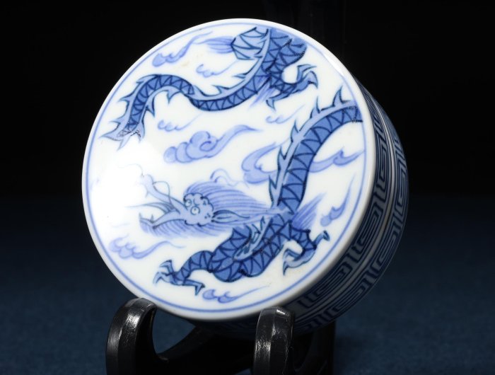 5/20結標日本手繪青花雲龍香盒BDE0100 -香道具火缽沉香香爐佛珠佛缽頌