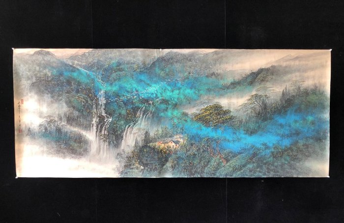 Z120【吳冠中】風景，八尺橫幅純手繪作品尺寸約239*100釐米未裝裱，帶
