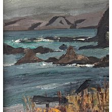 日本早期洋畫家小竹義夫的風景老油畫尺寸：76X65CM，畫芯53X40CM 時間