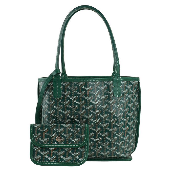 KÉSH 凱仕精品｜高雅德 Anjou 迷你托特包/子母包 綠色 雙面用｜GOYARD Mini Bag【法式鬆弛感．熱門核心規格】