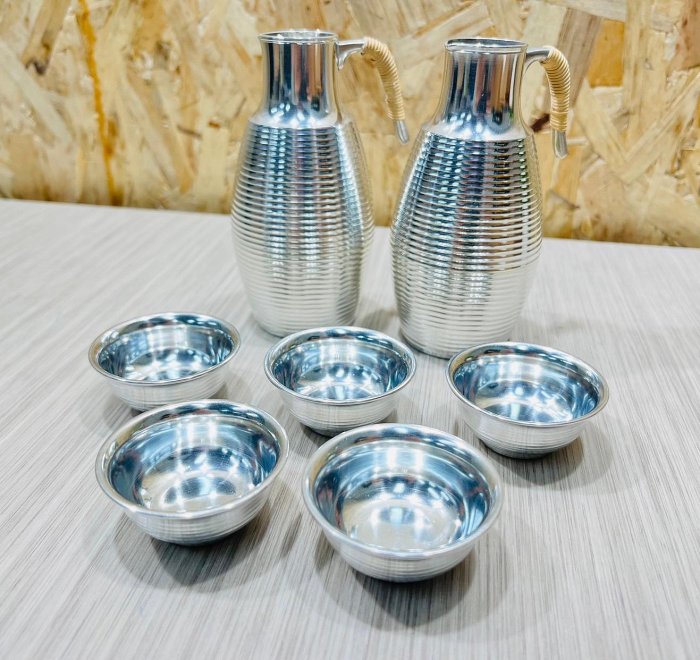 JP.com】日本帶回精緻錫製酒器組徳利お猪口酒壺*2+酒杯*5 錫器木箱附