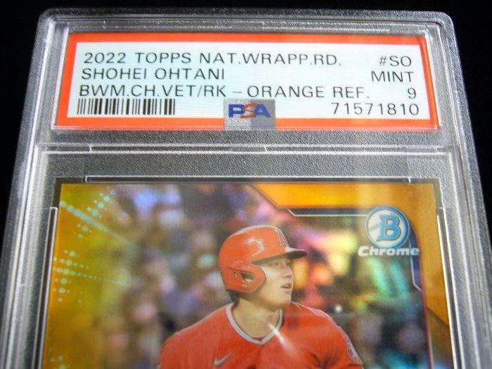 【PSA9鑑定品】大谷翔平2022 Bowman Chrome Sapphire 大谷翔平漂亮限量25張卡展限定金屬橘色亮面鑑定卡2022 Bowman Chrome